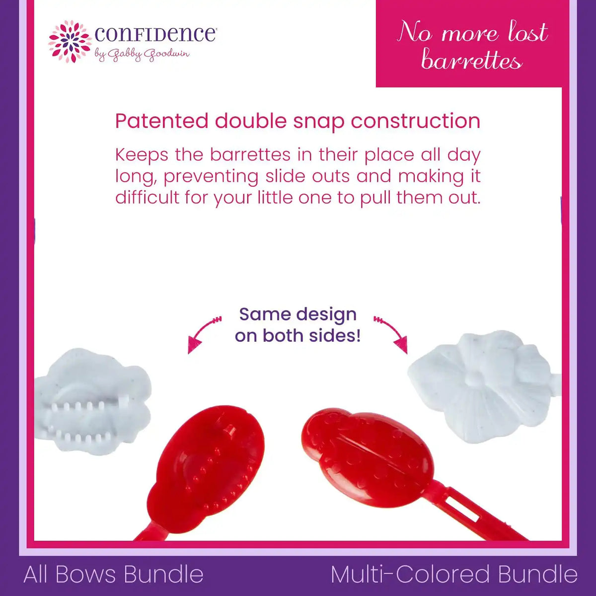 Confidence by GaBBY Goodwin - All GaBBY Bows Bundle - Non-Slip Barrettes – Bows that Stay in Place and Don't Slide Out – Double Sided Snap – 140 Pack – 14 Colors