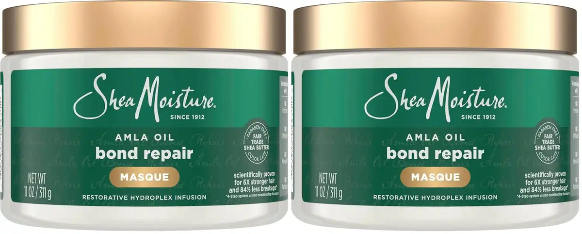 SheaMoisture Bond Repair Masque Amla Oil Deeply Moisturizes and Visibly Repairs Damage with Hydroplex Technology and Amla Oil for Stronger Hair with Restorative HydroPlex Infusion 11 oz,(Pack of 2)