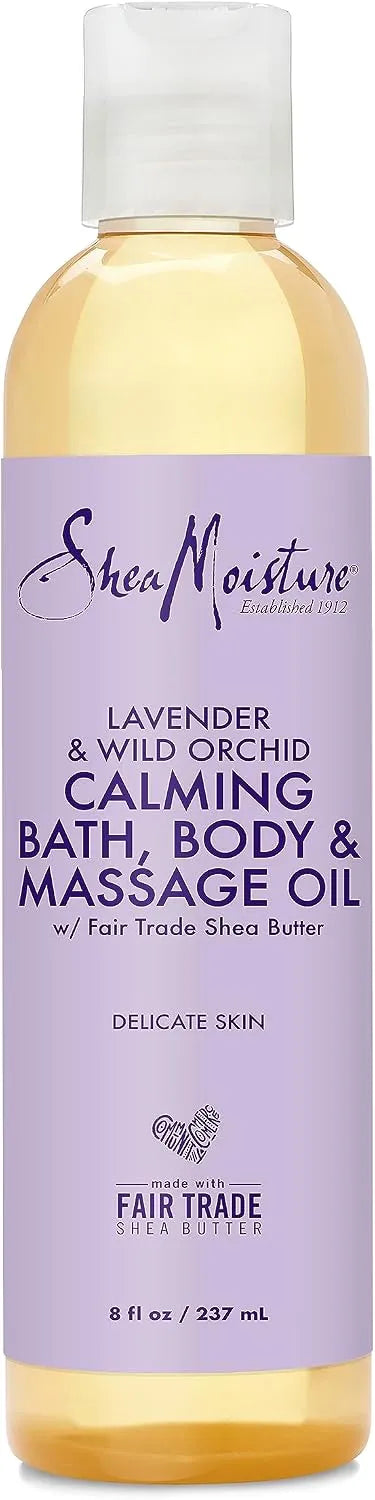 SheaMoisture Bath, Body and Massage Oil Lavender Wild Orchid Calming Moisturizer for Sensitive Skin 8 oz